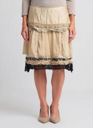 Jupe mi-longue fermeture zip latéral beige ELISA CAVALETTI femme