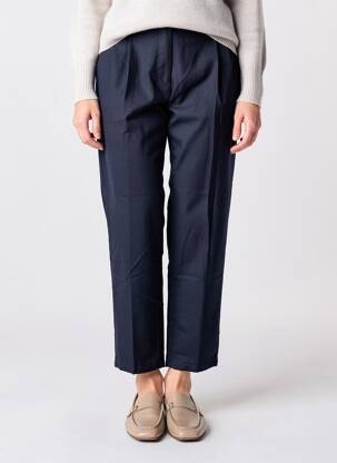Pantalon droit tissage crêpe taille haute bleu MAISON LAB femme