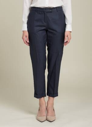 Pantalon 7/8 taille haute taille haute bleu MAISON LAB femme