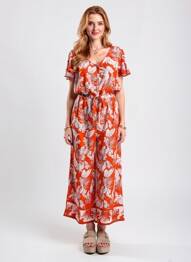 Combi-pantalon coupe fluide manches courtes rouge AGATHE & LOUISE femme