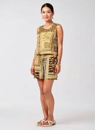 Combishort tissage popeline sans manche jaune PAUL BRIAL femme