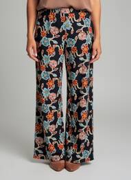 Pantalon droit tissage popeline taille normale bleu SEE THE MOON femme