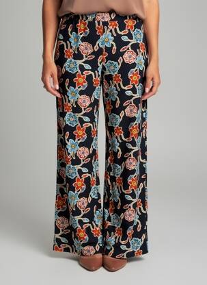 Pantalon droit tissage popeline taille normale bleu SEE THE MOON femme