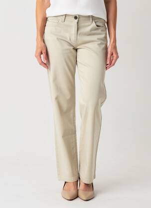 Pantalon droit stretch taille normale beige JOCAVI femme