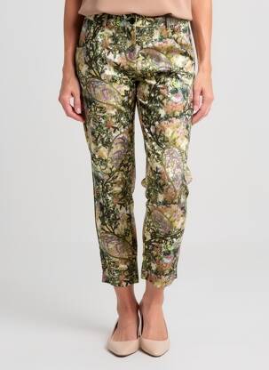 Pantalon 7/8 fermeture zippée sous rabat boutonné taille normale vert MALOKA femme