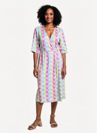 Robe mi-longue imprimé fantaisie manches courtes violet SURKANA femme