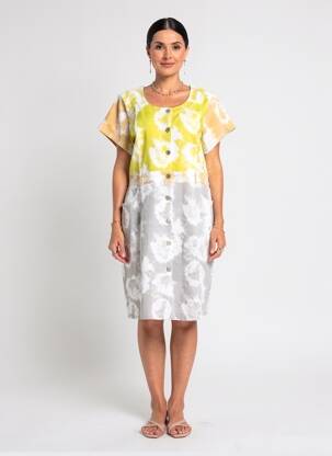 Robe mi-longue manches courtes manches courtes vert AGATHE & LOUISE femme