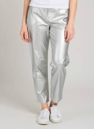 Pantalon 7/8 fermeture zippée sous rabat boutonné taille normale argent ONLY femme