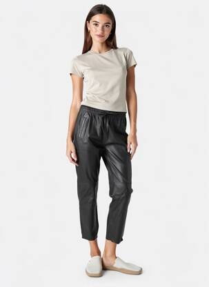Pantalon 7/8 taille élastique taille normale noir OAKWOOD femme