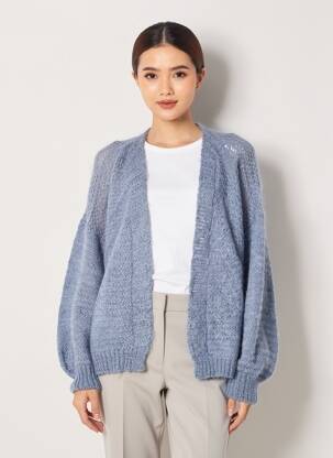 Gilet manches longues resserrée sur le bas bleu TWNS THE LABEL femme
