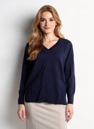 Pull coupe cintrée manches longues bleu FRACOMINA femme