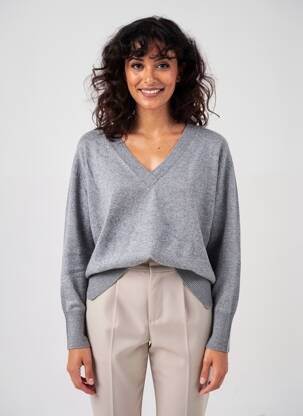 Pull tissage chiné manches longues gris FRACOMINA femme
