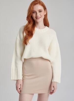 Pull stretch manches longues beige GRACE & MILA femme