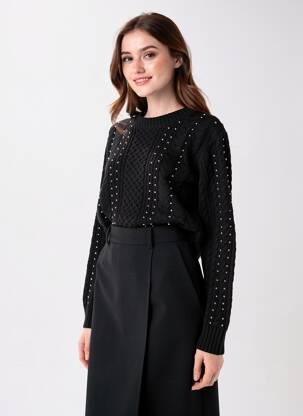 Pull stretch manches longues noir FREEMAN T.PORTER femme