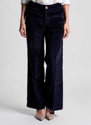 Pantalon flare stretch taille haute bleu F.A.M. femme