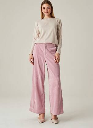 Pantalon large fermeture zippée sous rabat avec crochet taille haute rose CREAM femme