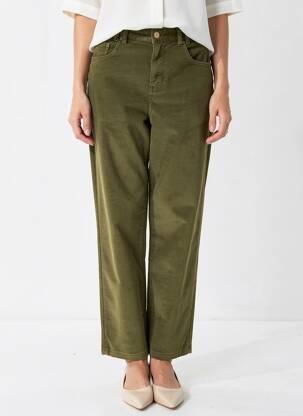 Pantalon droit stretch taille haute vert FREEMAN T.PORTER femme