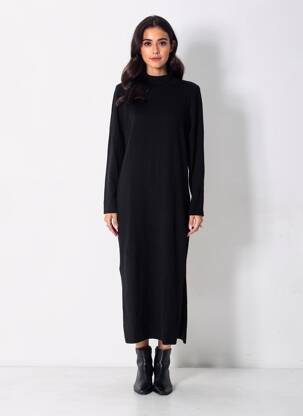 Robe longue manches dos nu manches longues noir KARMA KOMA femme
