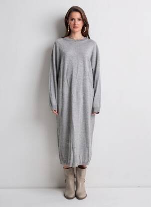 Robe pull tissage chiné manches longues gris TWNS THE LABEL femme