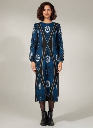 Robe pull stretch manches longues bleu MEISÏE femme