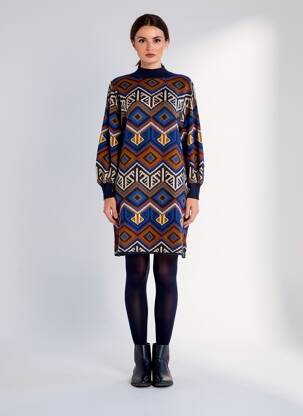 Robe pull stretch manches longues bleu MEISÏE femme
