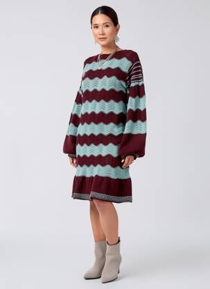 Robe pull stretch manches longues rouge MEISÏE femme