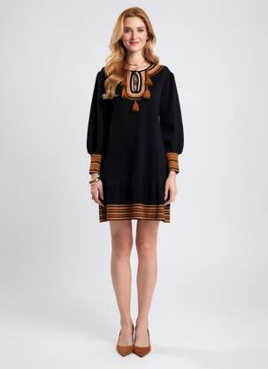 Robe courte manches longues manches longues noir MEISÏE femme