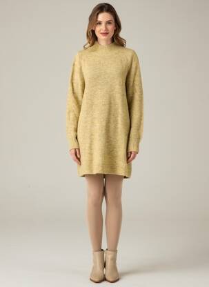 Robe pull tissage chiné manches longues beige ARTLOVE femme