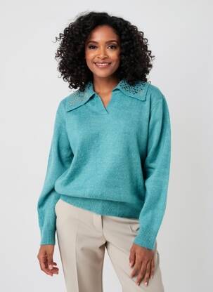 Pull tissage chiné manches longues bleu MEISÏE femme