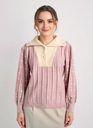Pull stretch manches longues rose MEISÏE femme