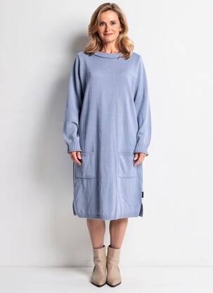 Robe pull coupe droite manches longues violet CAPUCCINO femme