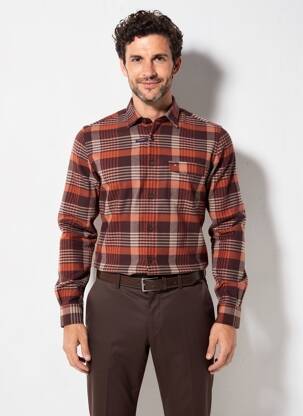 Chemise manches longues coupe droite orange JUPITER homme