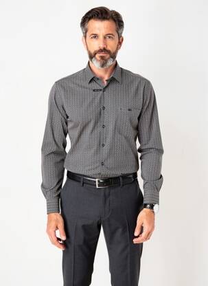 Chemise manches longues imprimé fantaisie noir JUPITER homme