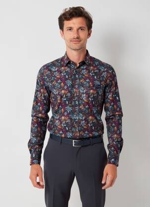 Chemise manches longues imprimé fantaisie noir JUPITER homme