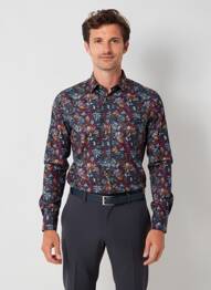 Chemise manches longues imprimé fantaisie noir JUPITER homme