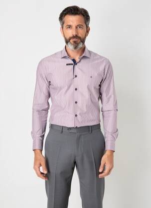 Chemise manches longues coupe droite rouge JUPITER homme