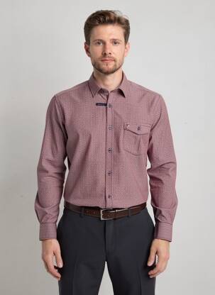 Chemise manches longues imprimé fantaisie rouge JUPITER homme
