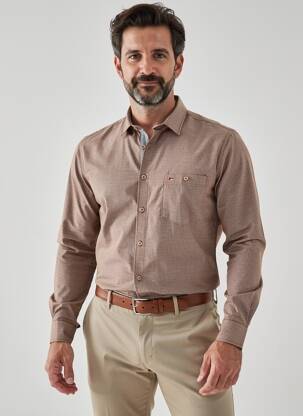 Chemise manches longues coupe droite marron JUPITER homme