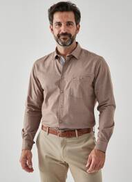 Chemise manches longues coupe droite marron JUPITER homme