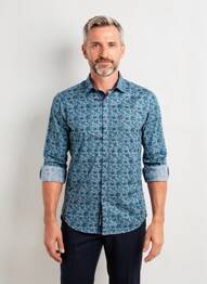 Chemise manches longues imprimé fantaisie bleu JUPITER homme