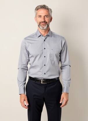Chemise manches longues coupe droite gris JUPITER homme