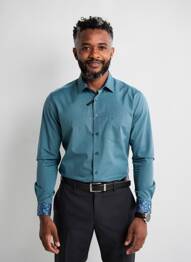 Chemise manches longues coupe droite vert JUPITER homme