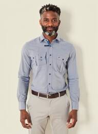 Chemise manches longues coupe droite bleu JUPITER homme