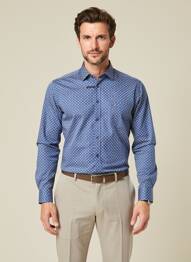 Chemise manches longues imprimé fantaisie bleu JUPITER homme