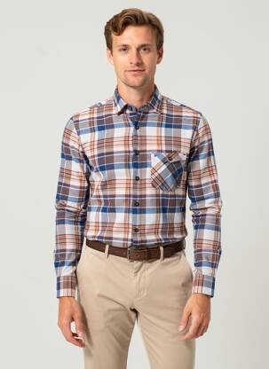 Chemise manches longues coupe droite marron JUPITER homme