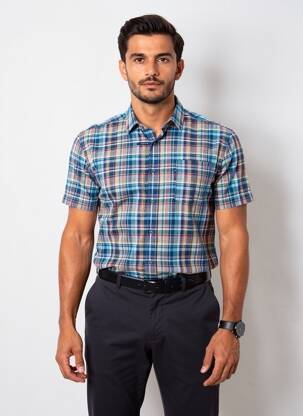Chemise manches longues coupe droite bleu JUPITER homme