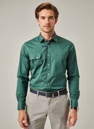 Chemise manches longues coupe droite vert JUPITER homme