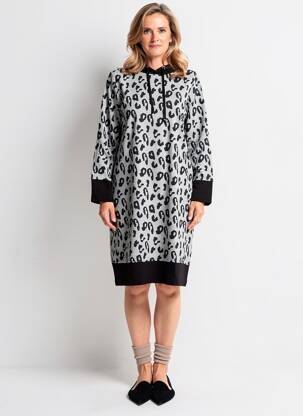 Robe pull coupe droite manches longues gris JOY OF LIFE femme