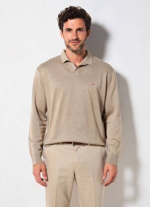 Polo manches longues manches longues marron JUPITER homme