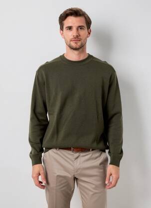 Pull col rond manches longues vert PIONEER homme